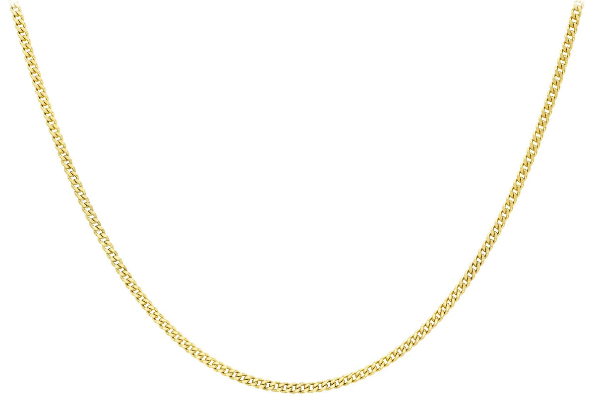 9ct Yellow Gold 30 Diamond Cut Adjustable Curb Chain 41cm-46cm