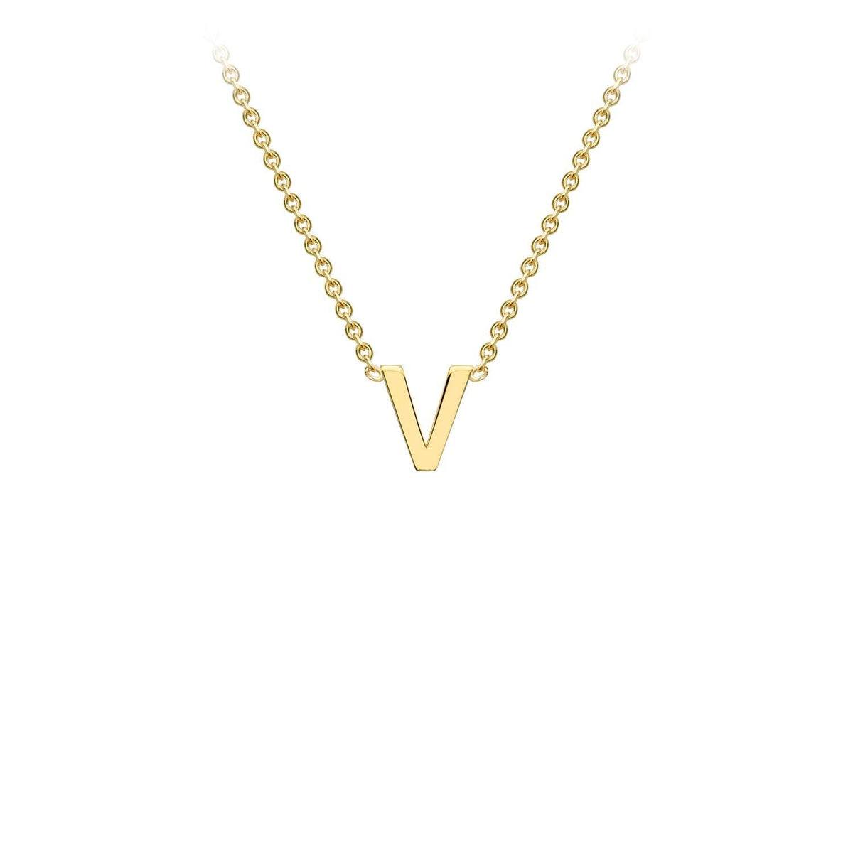 9ct Yellow Gold 'V' Initial Adjustable Letter Necklace 38/43cm