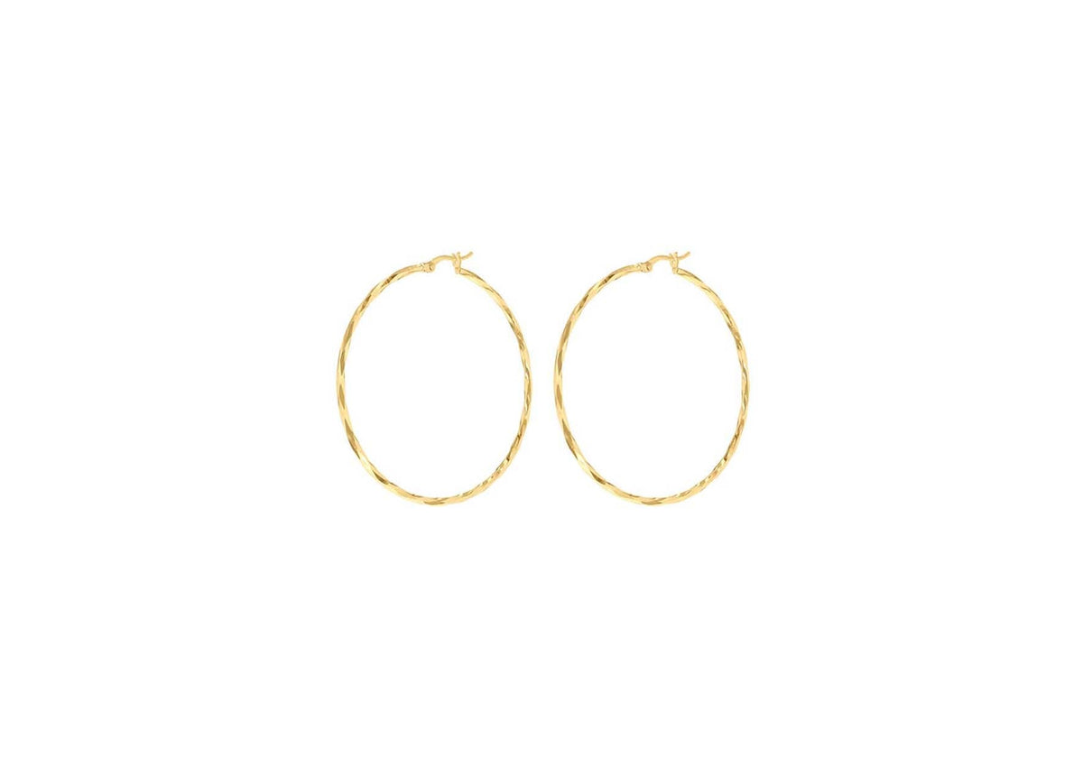 9ct Yellow Gold Diamond Cut Hoop Earrings 42mm