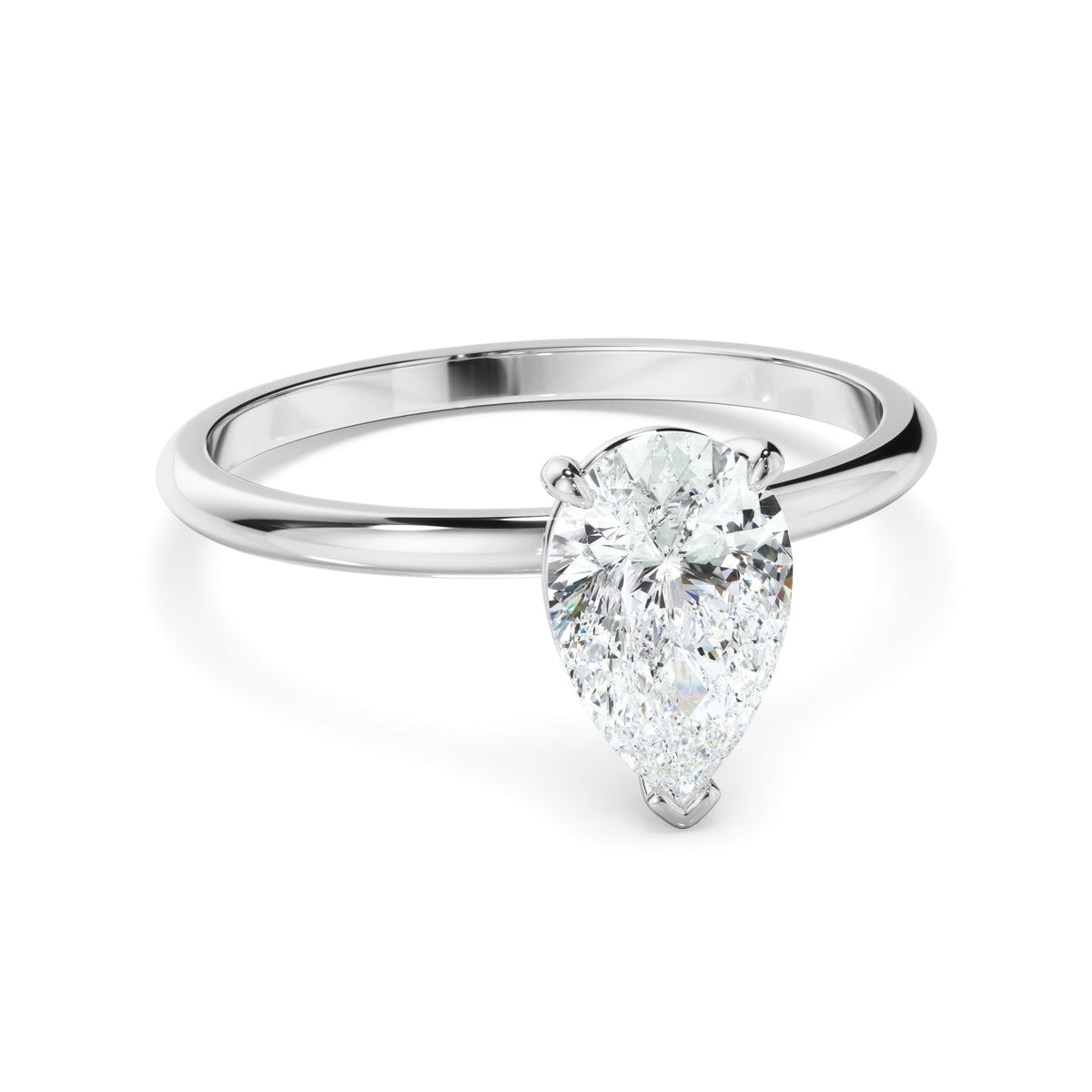 Pear Cut Diamond Solitaire Engagement Ring
