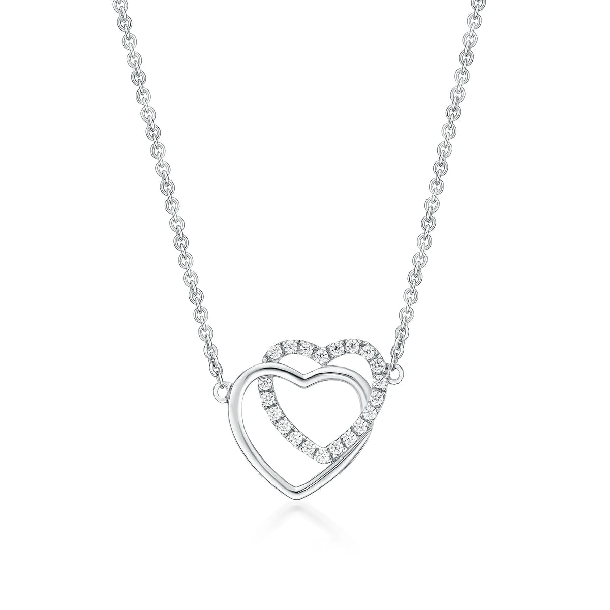 Silver Double Heart Necklace - Nangar Gems