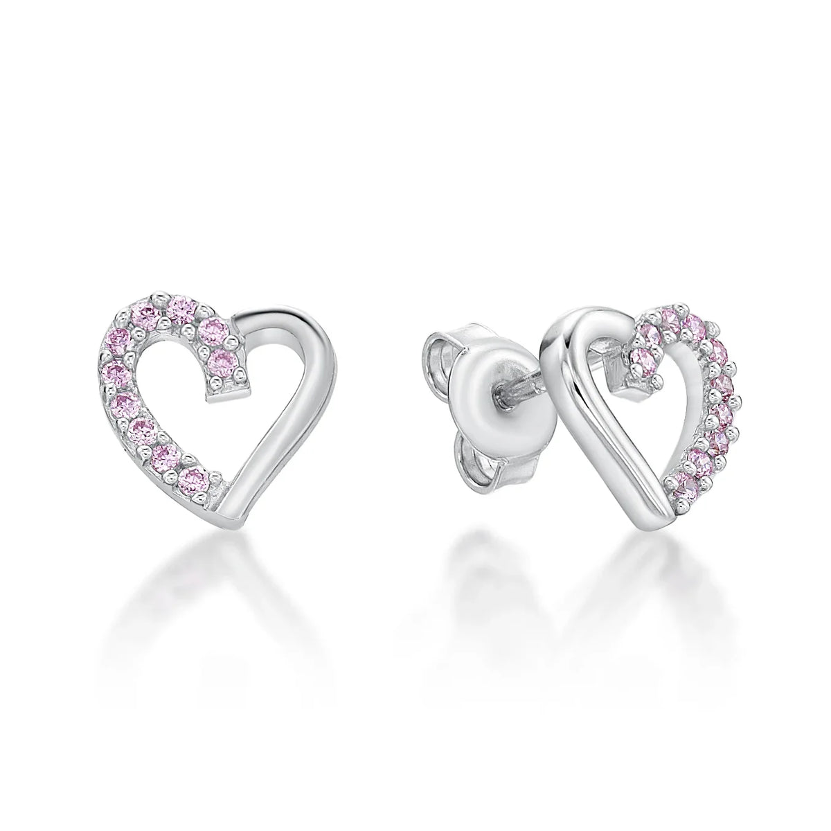 SILVER CZ HEART STUDS