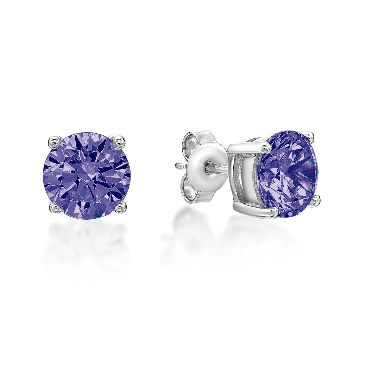 February Birthstone Silver 5mm CZ Studs - Nangar Gems