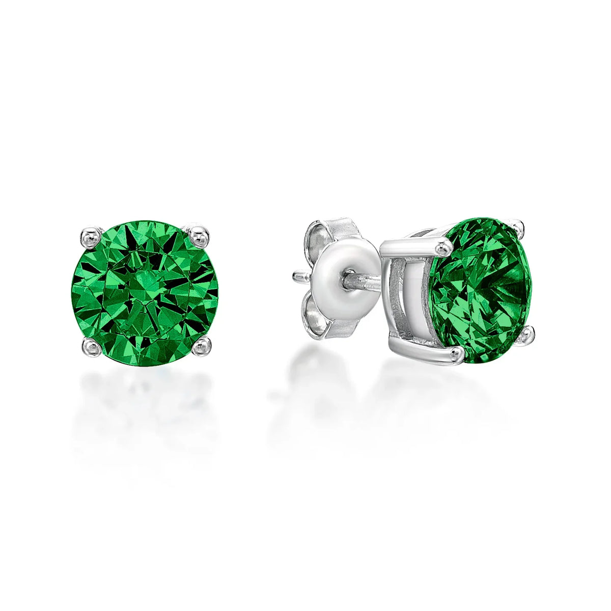 May Birthstone Silver 5mm CZ Studs - Nangar Gems