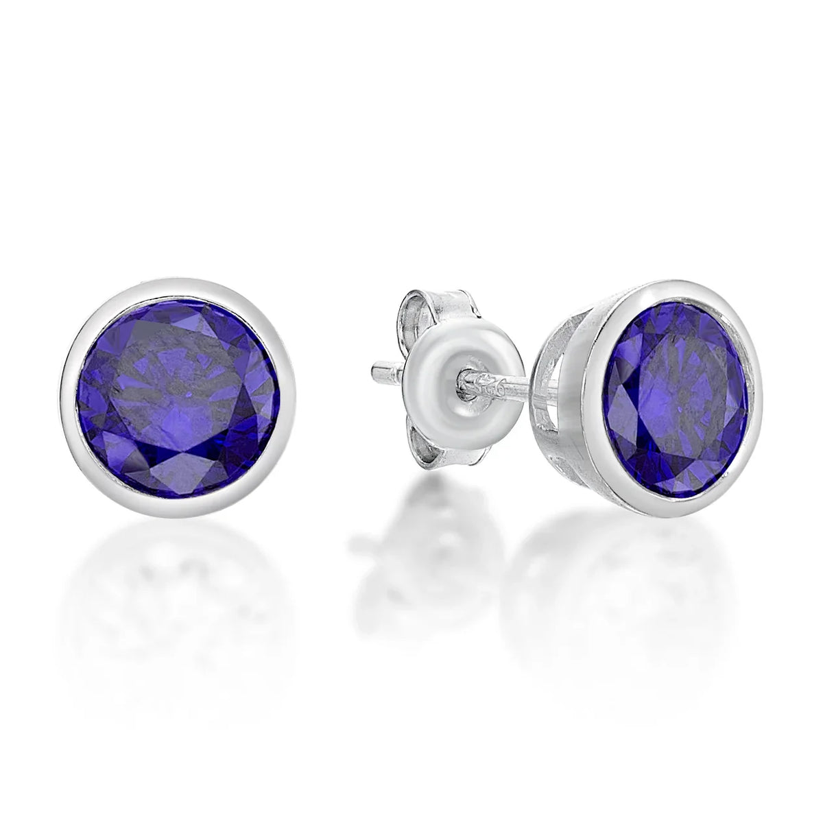 February Birthstone Silver 5mm CZ Studs - Nangar Gems
