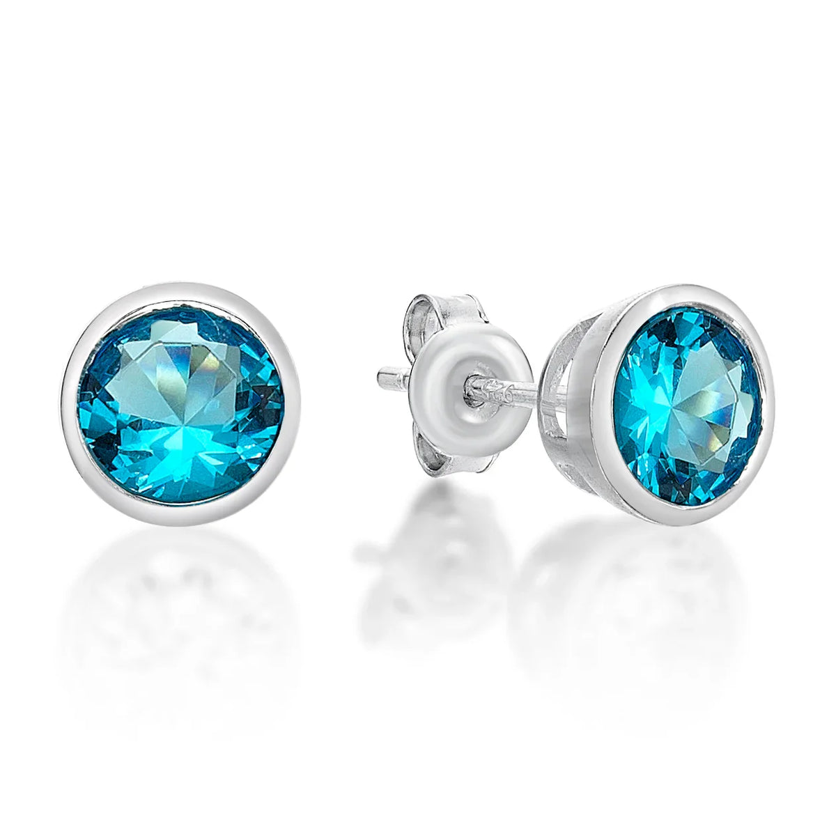 December Birthstone Silver 5mm CZ Studs - Nangar Gems