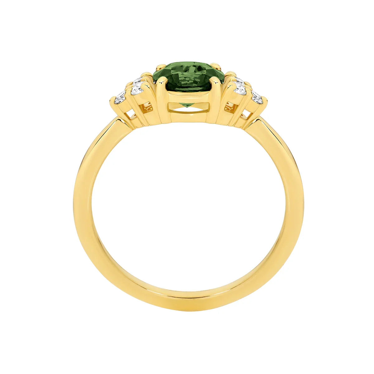 NATURAL GREEN TOURMALINE & DIAMOND RING