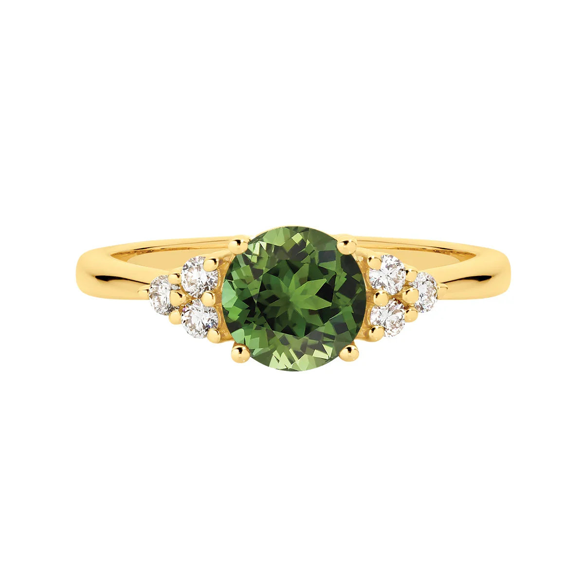NATURAL GREEN TOURMALINE & DIAMOND RING