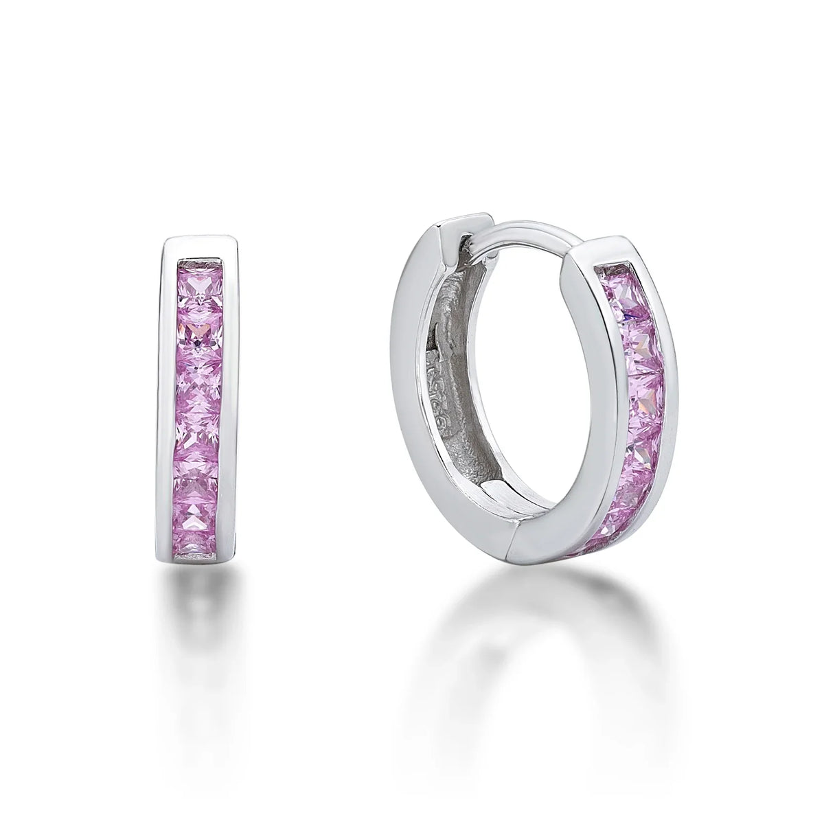 October Birthstone Silver CZ Huggies - Nangar Gems