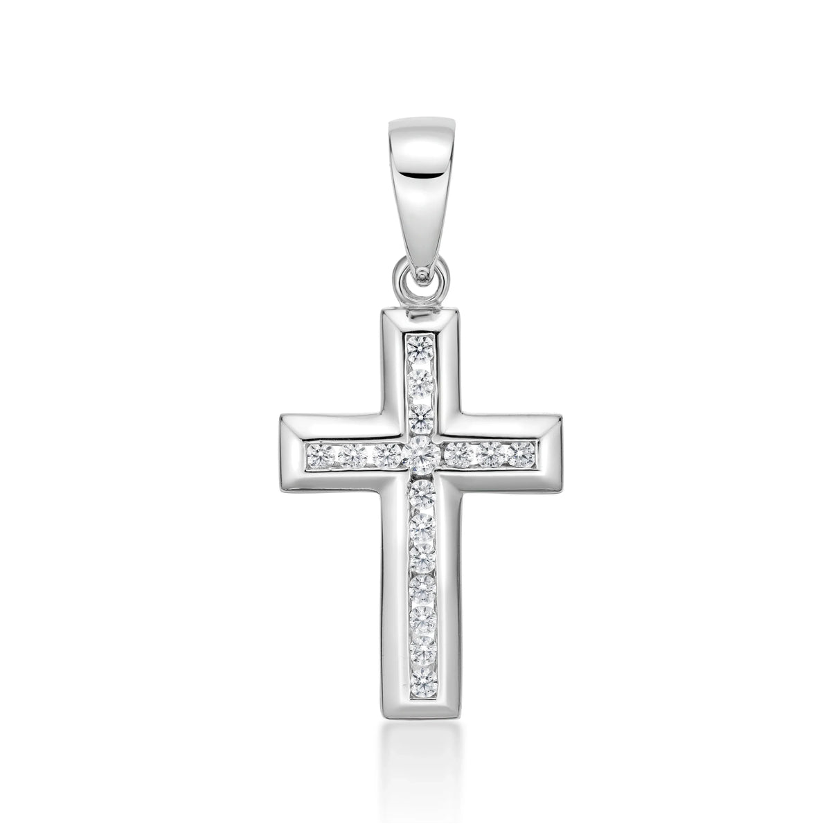 Silver CZ cross necklace - Nangar Gems