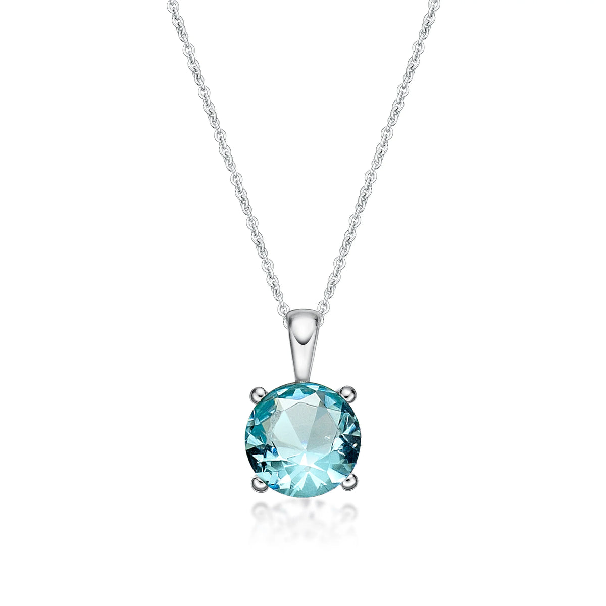 March Birthstone Silver 5mm CZ Pendant - Nangar Gems