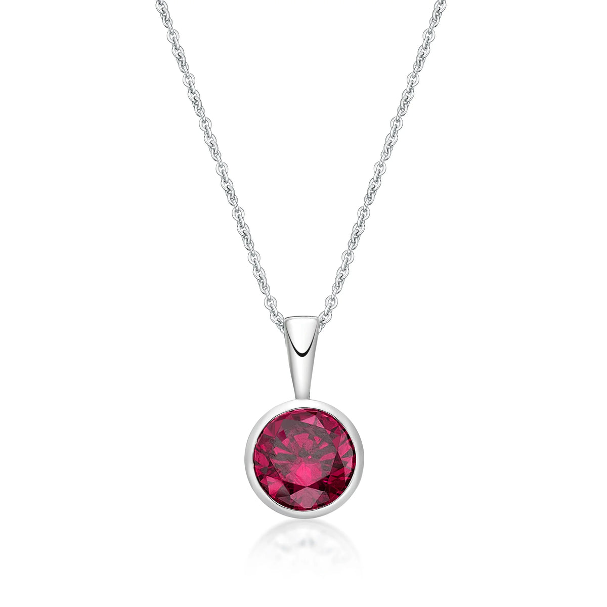 July Birthstone Silver 5mm CZ Pendant - Nangar Gems