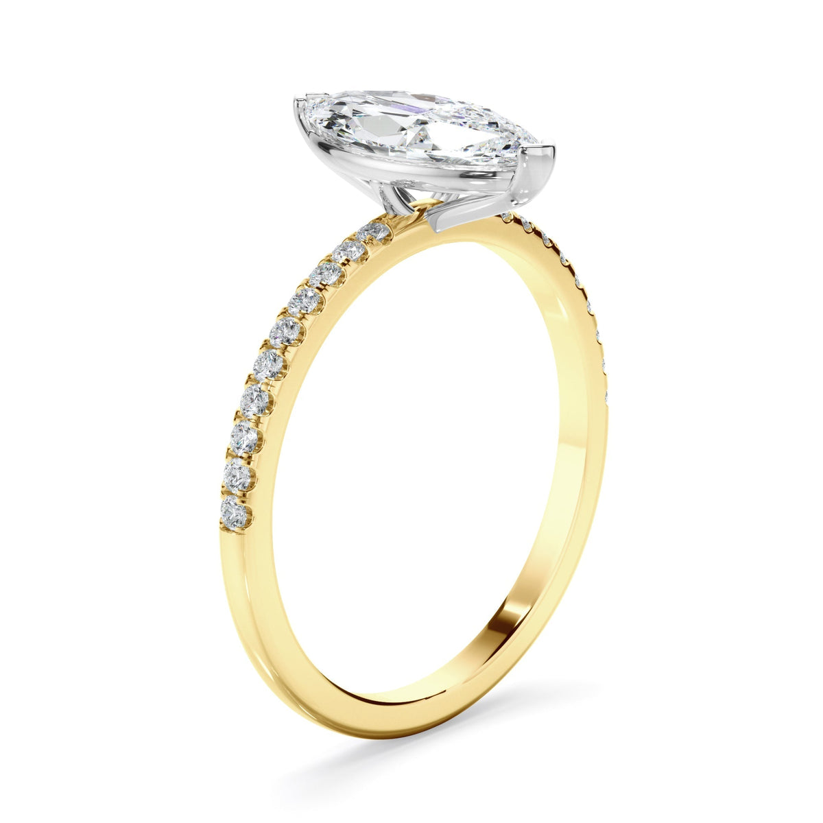 Marquise Cut Diamond Engagement Ring With Pave Band