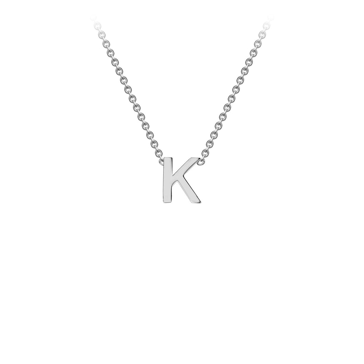 9ct White Gold 'K' Initial Adjustable Letter Necklace 38/43cm