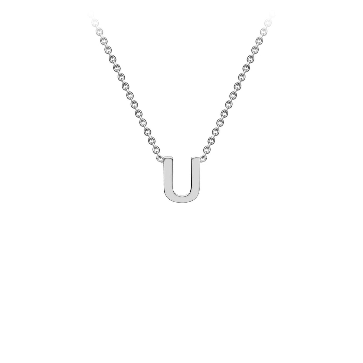 9ct White Gold 'U' Initial Adjustable Letter Necklace 38/43cm