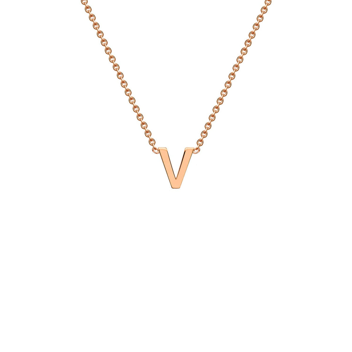 9ct Rose Gold 'V' Initial Adjustable Letter Necklace 38/43cm
