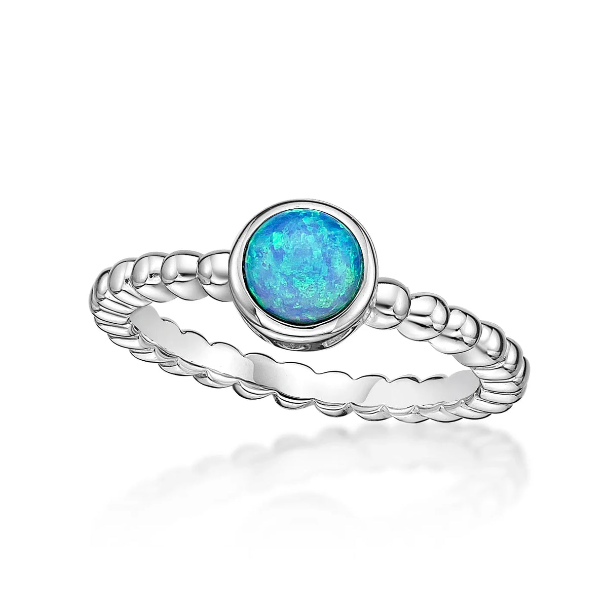 Silver Syn Opal Bubble Ring