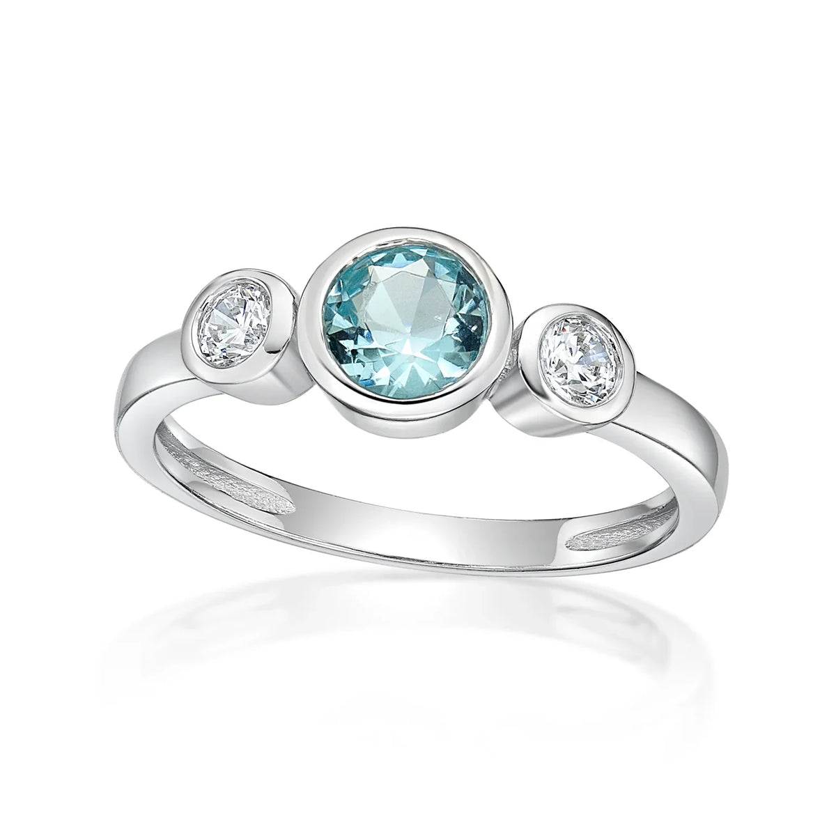March Birthstone Silver CZ Ring - Nangar Gems