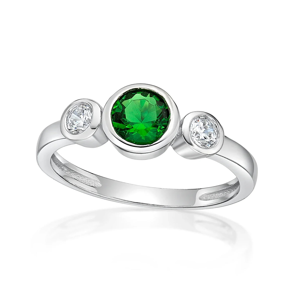May Birthstone Silver CZ Ring - Nangar Gems