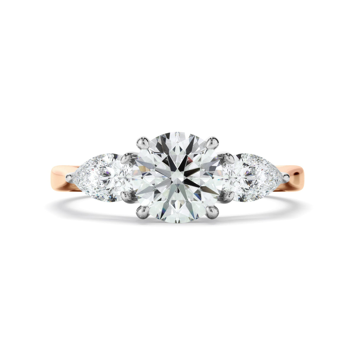 Round Brilliant Cut Diamond Trilogy Engagement Ring