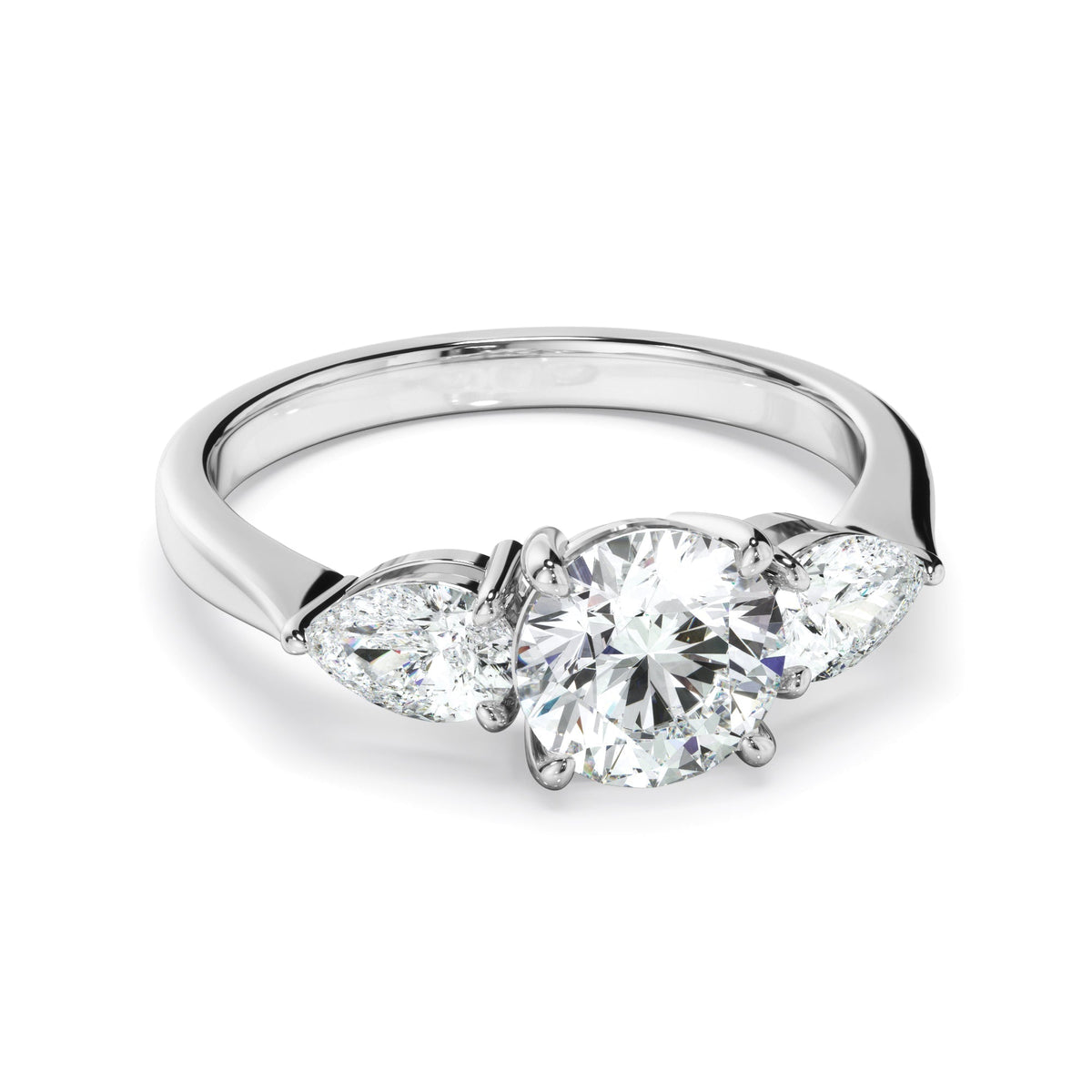 Round Brilliant Cut Diamond Trilogy Engagement Ring