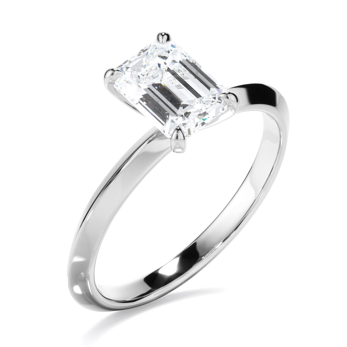 Emerald Cut Diamond Solitaire Engagement Ring