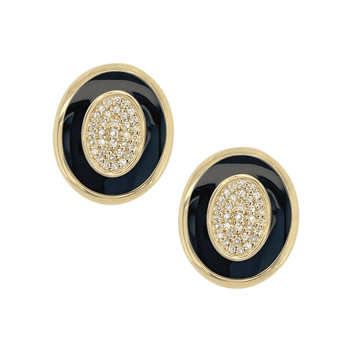 Black Enamel & Diamond Studs