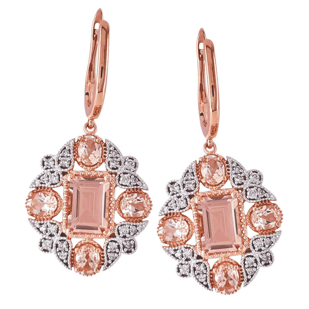 9ct Morganite and Diamond Earrings