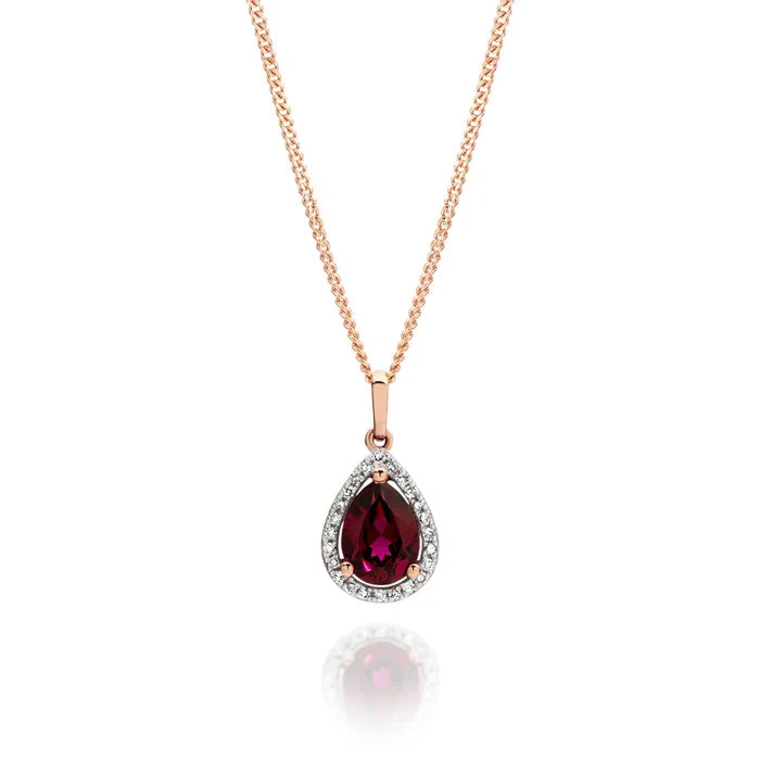 Rhodolite Garnet and Diamond Pendant