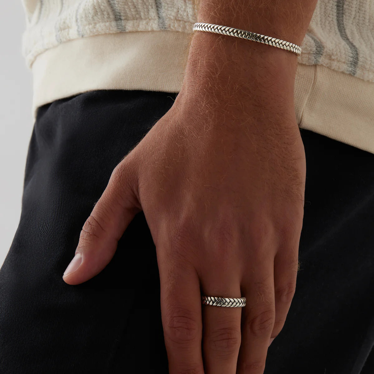 NAJO Tessera Mens Oxidised Cuff (65mm)