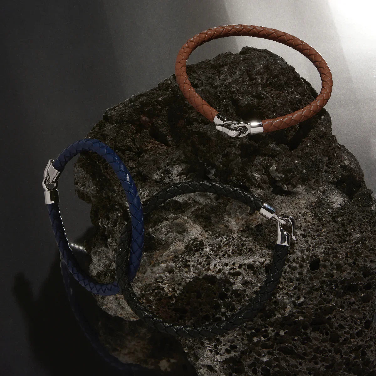 The Mariner Men’s Plaited Leather and Steel Bracelet
