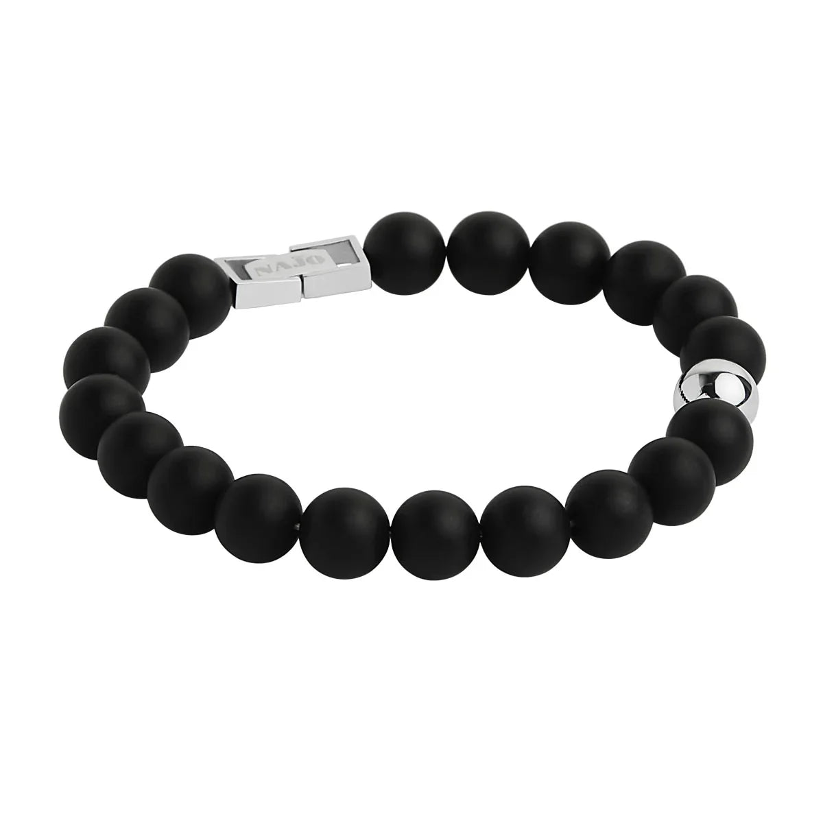 NAJO Atlas Men's 10mm Beaded Black Onyx Bracelet