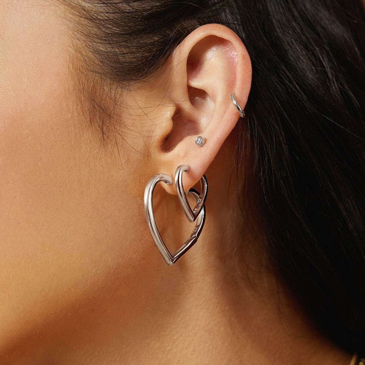 Ania Haie Silver Medium Heart Hoop Earrings
