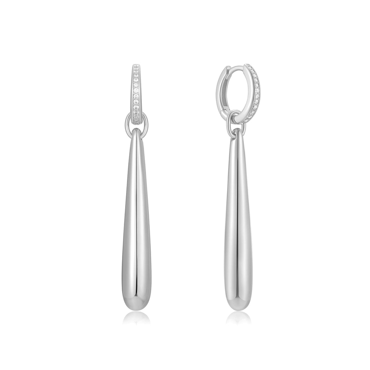 Ania Haie Silver Long Water Droplet Drop Earrings
