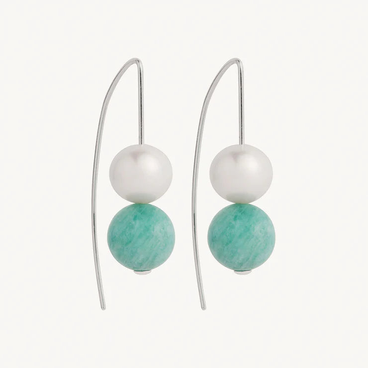 Sunset Amazonite & Pearl Earring