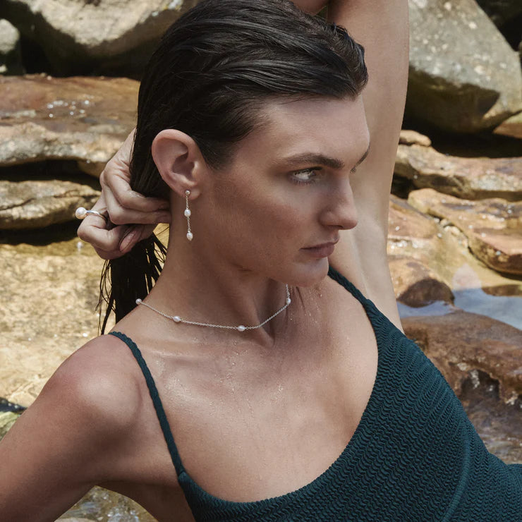 Tidal Whisper Double Pearl Earring