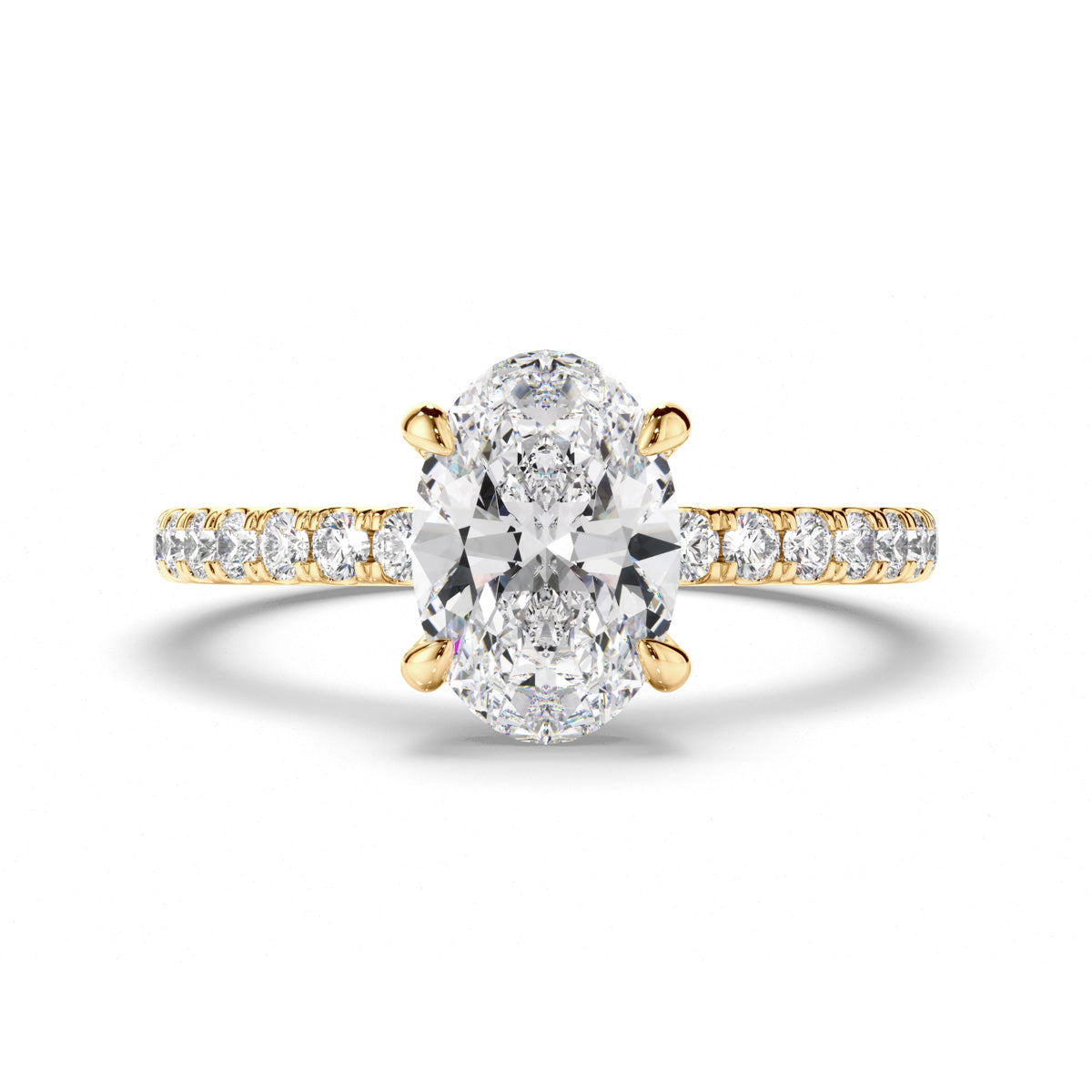 Oval Cut Diamond Engagement Ring with Diamond Sides