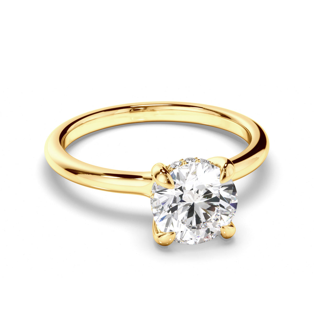 Round Brilliant Cut Diamond Hidden Halo Engagement Ring
