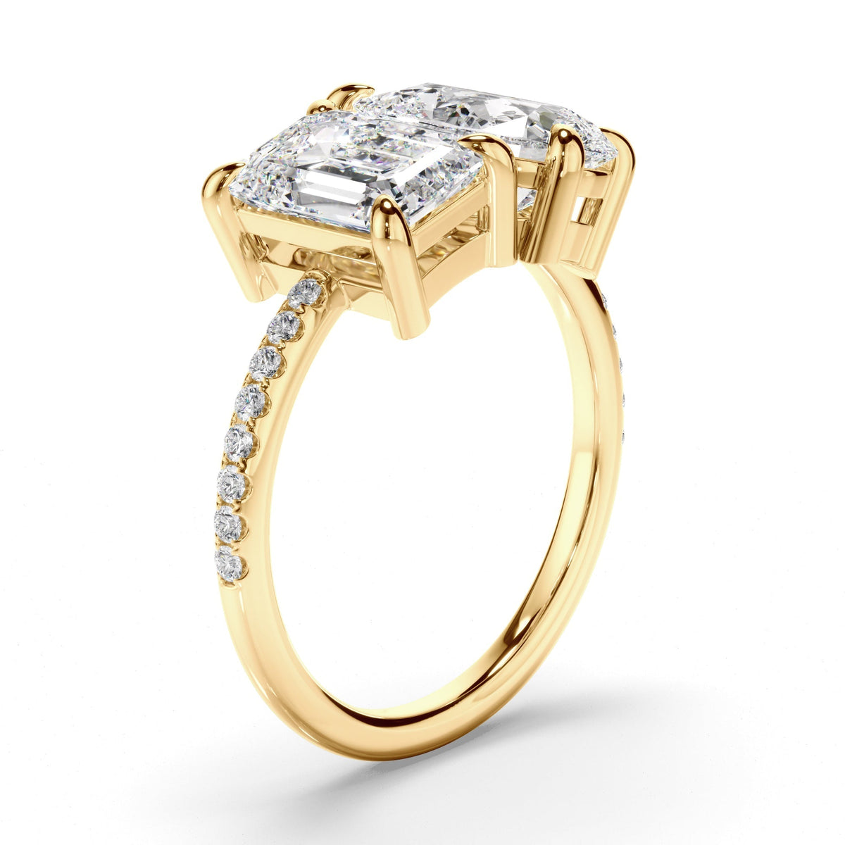 Emerald & Pear Cut Diamond Toi et Moi Engagement Ring