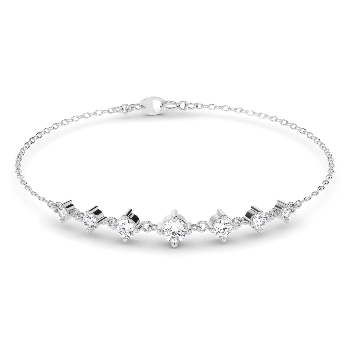 Graduating Round Brilliant Cut Laboratory Grown Diamond Bracelet