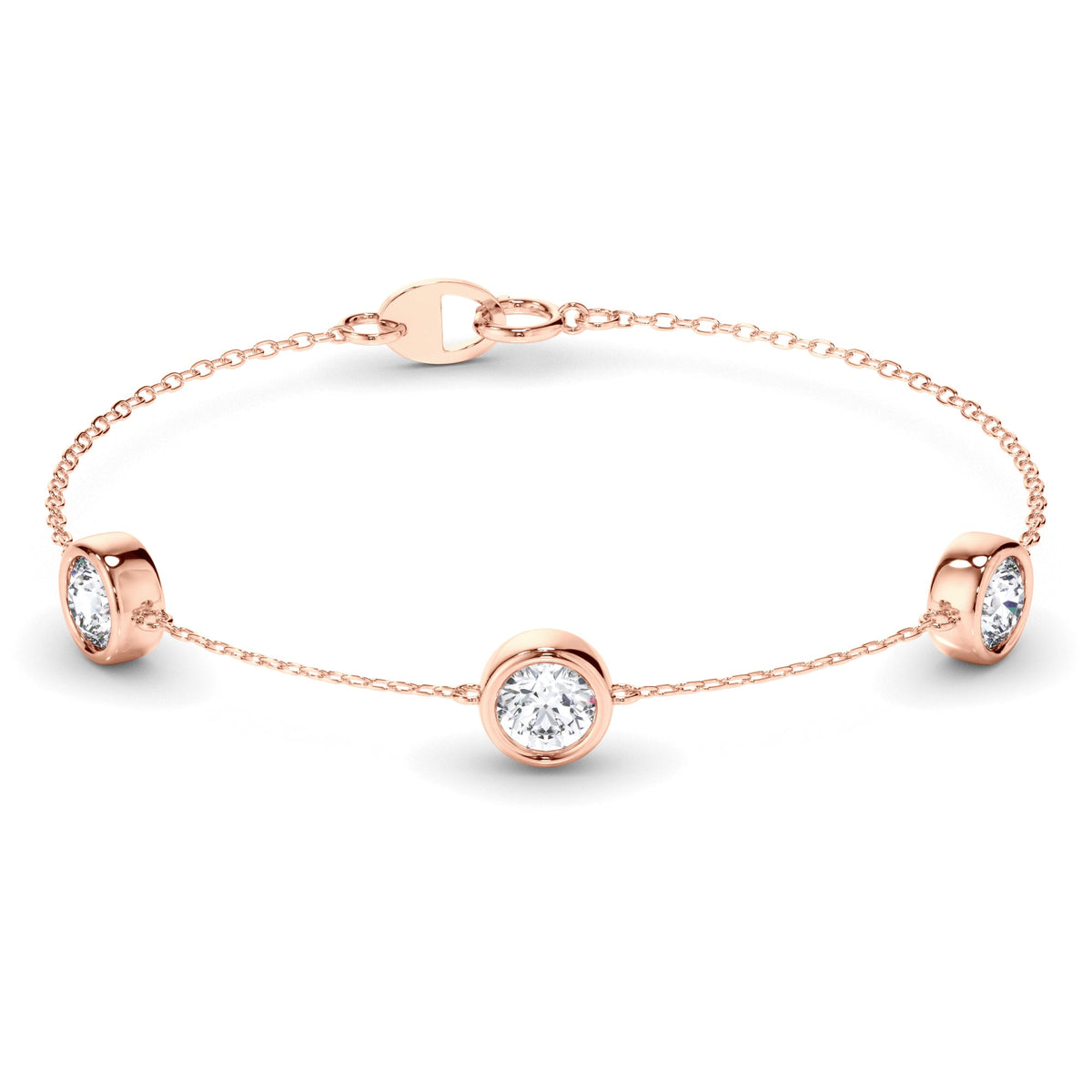Round Brilliant Cut 3-Stone Laboratory Grown Diamond Bracelet