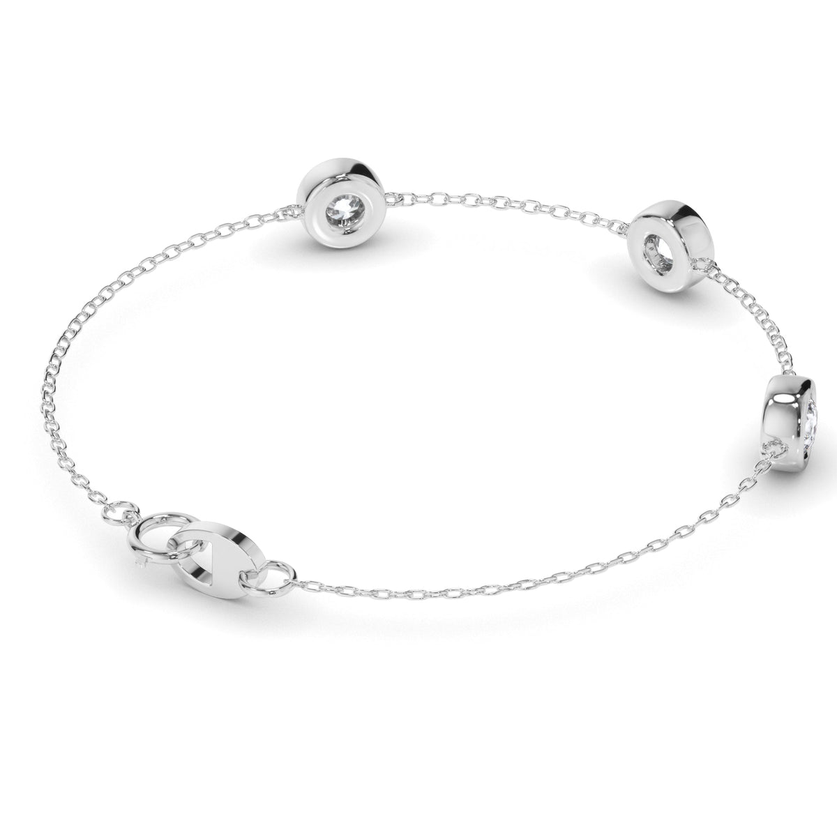 Round Brilliant Cut 3-Stone Laboratory Grown Diamond Bracelet