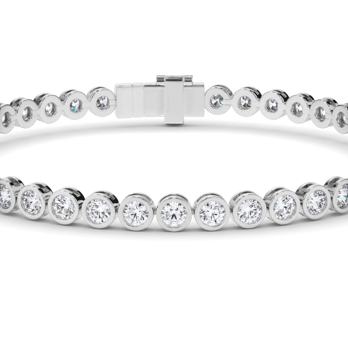 Round Brilliant Cut Laboratory Grown Diamond Bezel Set Tennis Bracelet