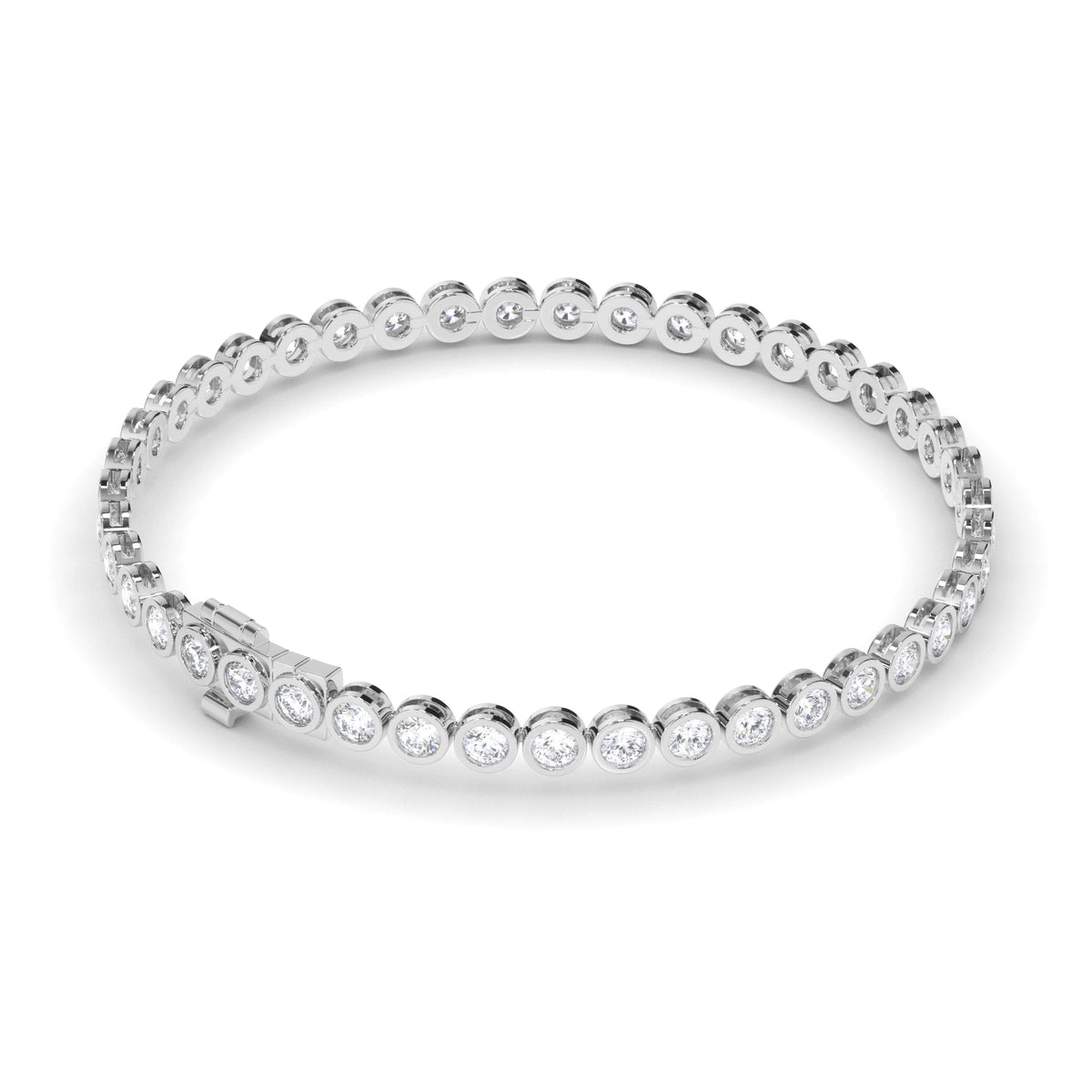 Round Brilliant Cut Laboratory Grown Diamond Bezel Set Tennis Bracelet