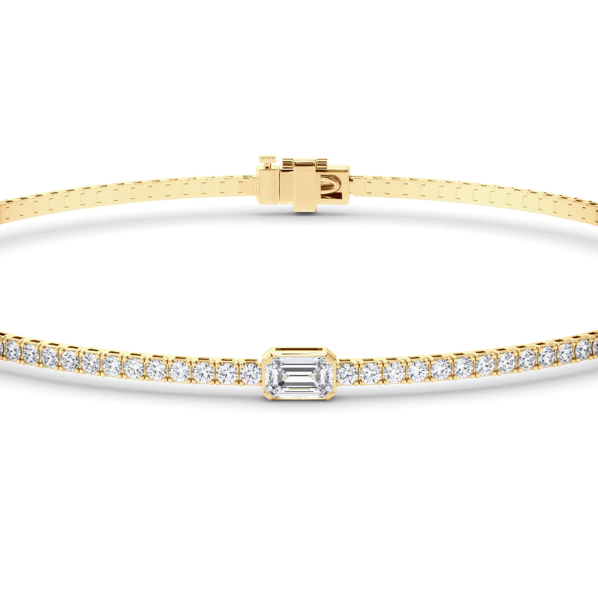 Emerald Cut Solitaire Laboratory Grown Diamond Tennis Bracelet