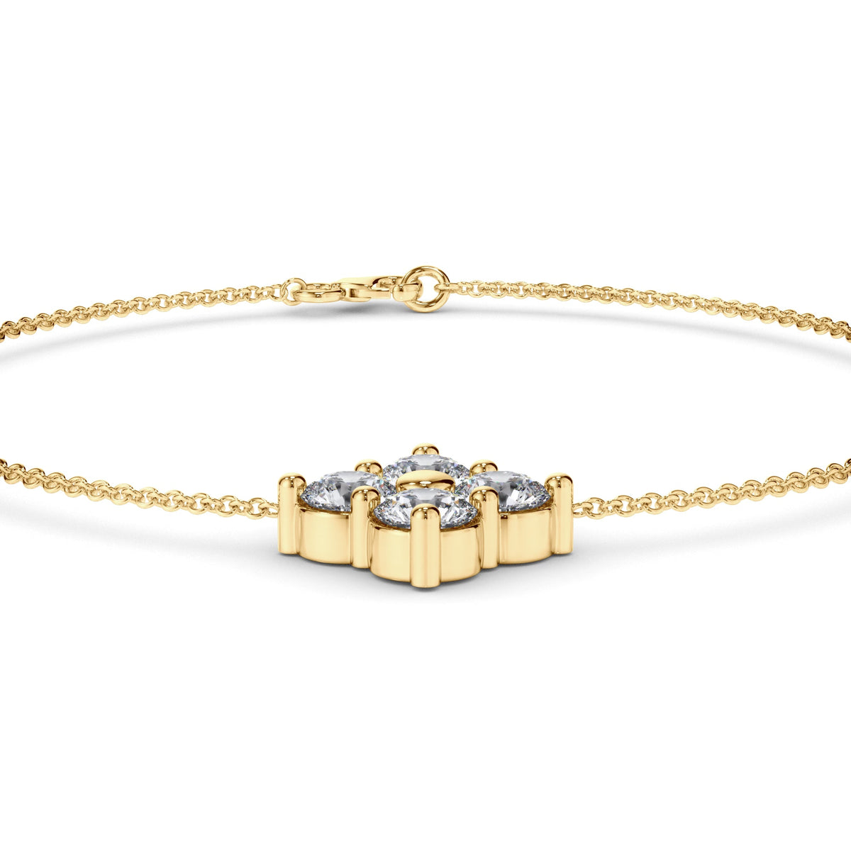 Round Brilliant Cut Laboratory Grown Diamond Clover Style Bracelet