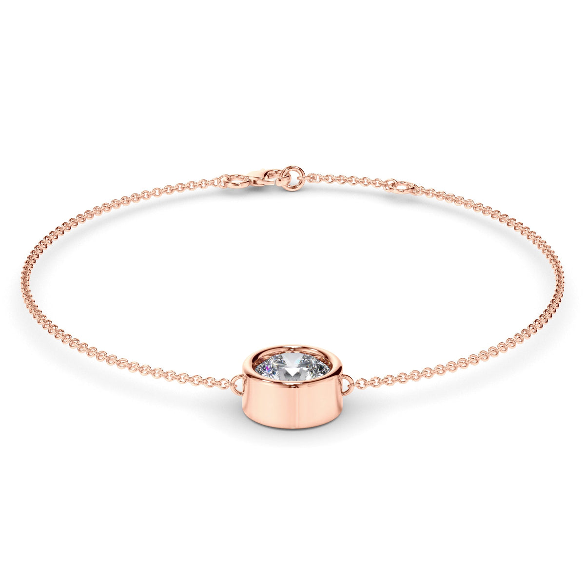 Round Brilliant Cut Diamond Bezel Set Bracelet