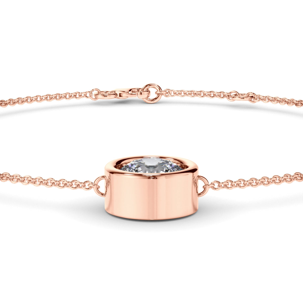 Round Brilliant Cut Diamond Bezel Set Bracelet