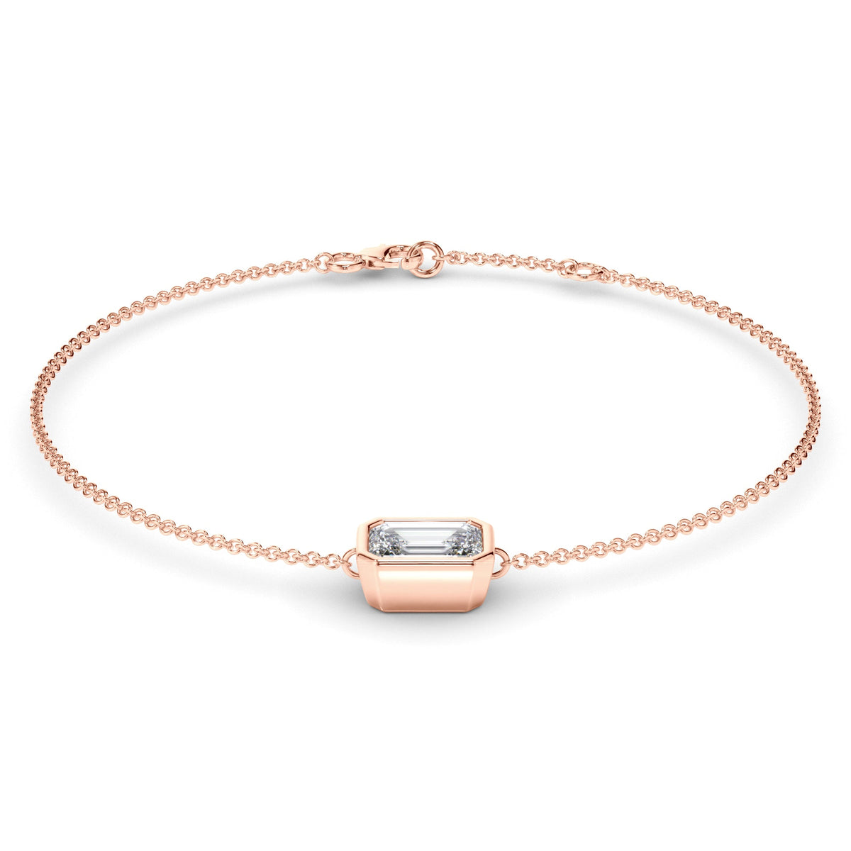 Emerald Cut Diamond Bezel Set Bracelet