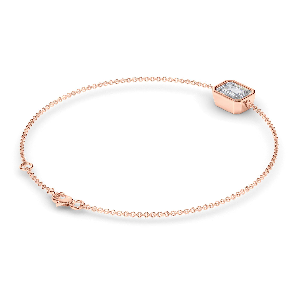 Emerald Cut Diamond Bezel Set Bracelet